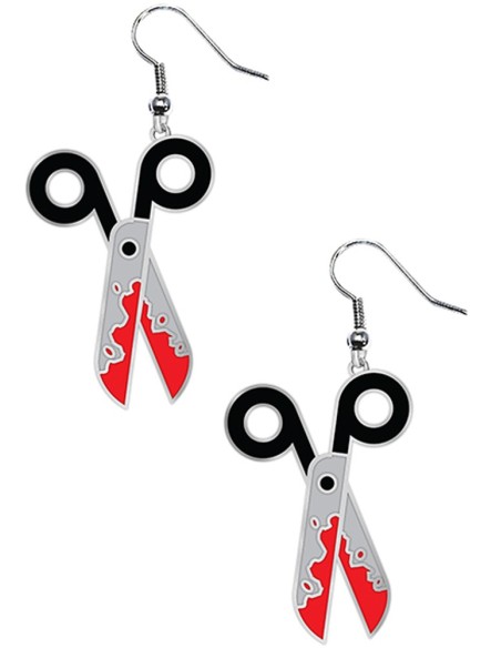Boucles d'oreilles paire de ciseaux ensanglantés