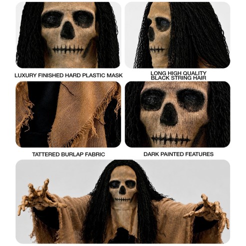 Masque crâne avec cape et cheveux