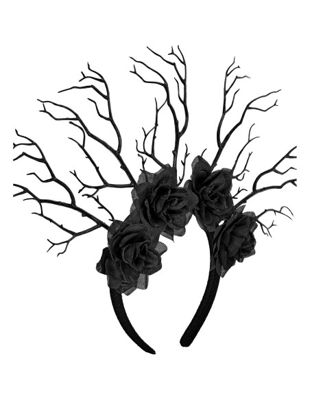 Serre-tête banches et roses noires