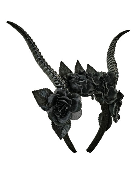 Serre-tête cornes et roses noires