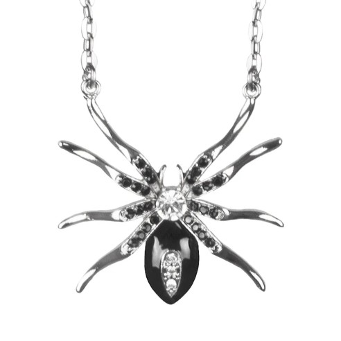 Collier avec araignée mygale argentée bijoux pour Halloween
