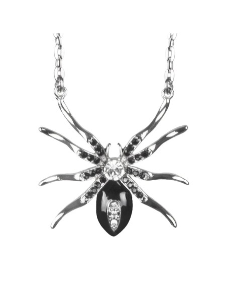 Collier avec araignée mygale argentée bijoux pour Halloween