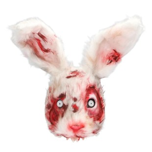 Masque peluche lapin blanc en sang 2