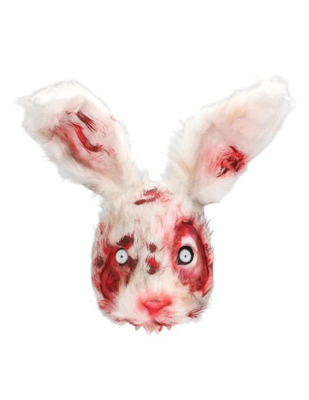 Masque peluche lapin blanc en sang