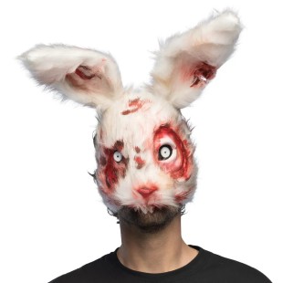 Masque peluche lapin blanc en sang
