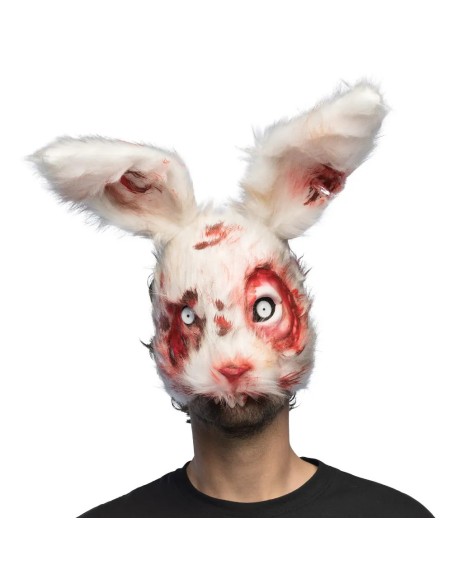 Masque peluche lapin blanc en sang