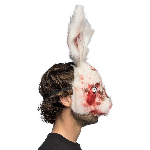 Masque peluche lapin blanc en sang