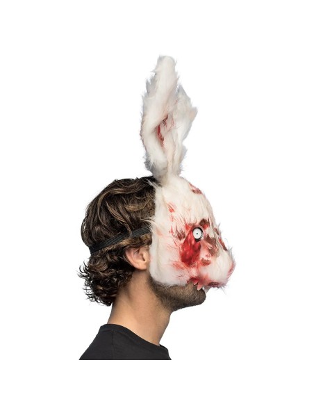 Masque peluche lapin blanc en sang