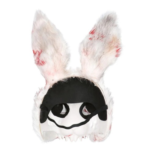 Masque peluche lapin blanc en sang