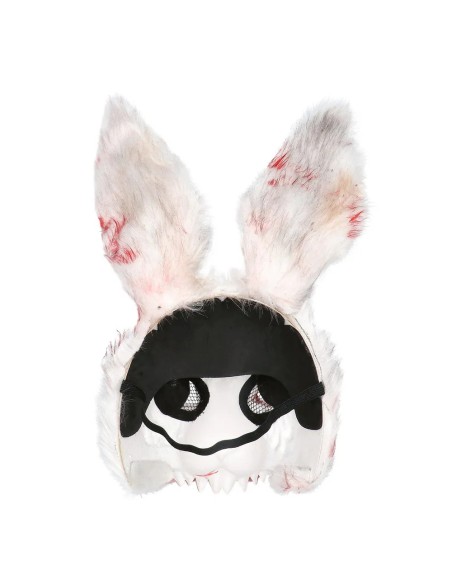 Masque peluche lapin blanc en sang