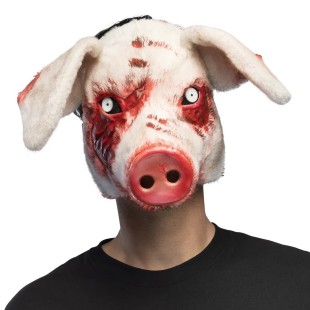 Masque peluche cochon ensanglanté