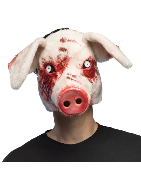 Masque peluche cochon ensanglanté