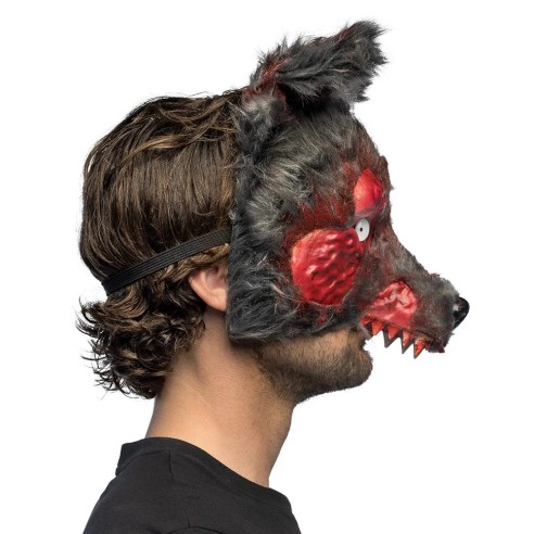 Masque peluche loup-garou en sang