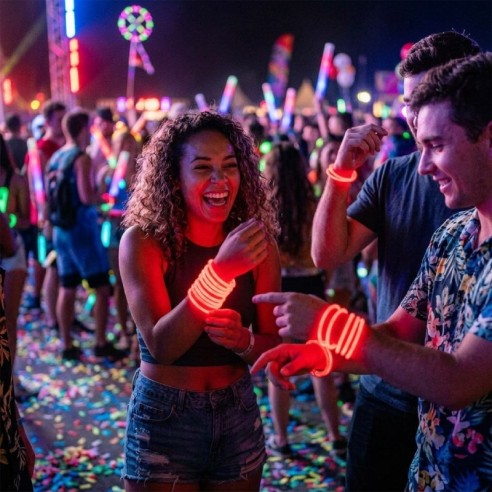 50 bracelets fluo rouge