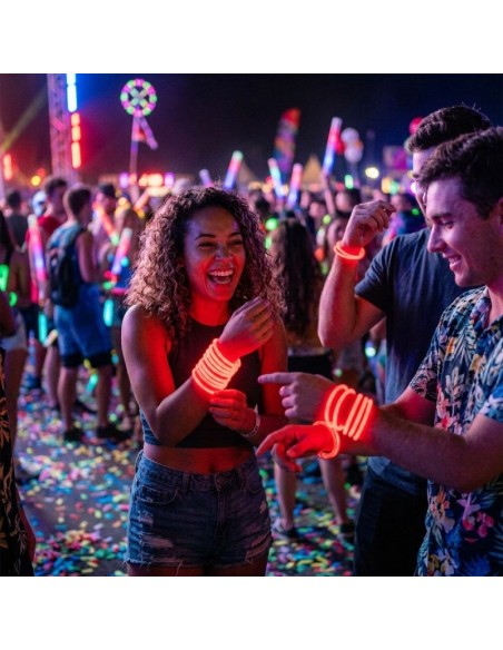 50 bracelets fluo rouge