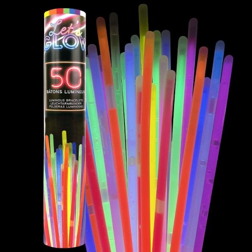50 bracelets lumineux fluo néon assortis