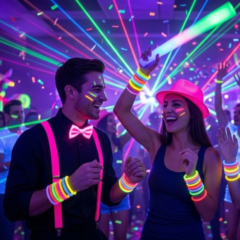 50 bracelets lumineux fluo néon assortis