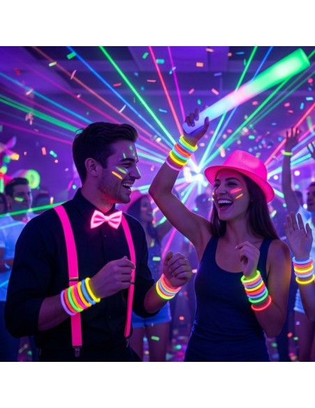 50 bracelets lumineux fluo néon assortis