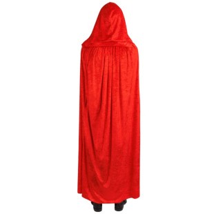 Cape rouge velours avec capuche 2