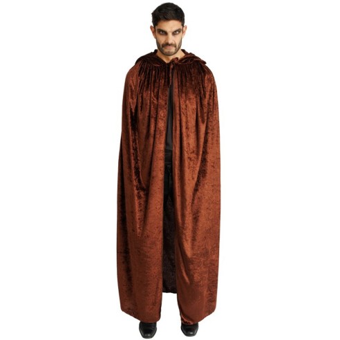 Cape marron velours avec capuche