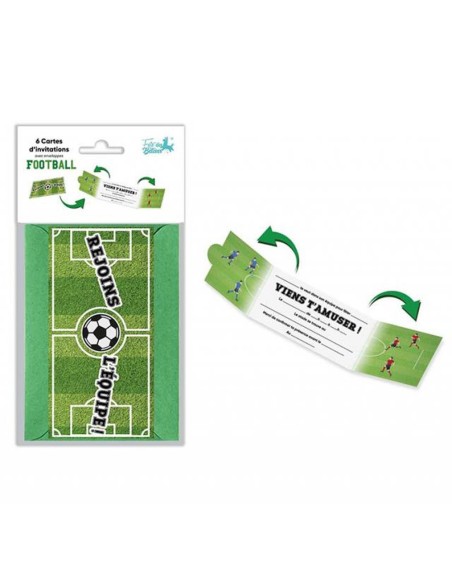6 cartons d'invitation thème football