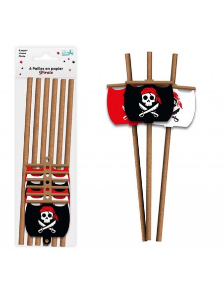 6 pailles thème pirate