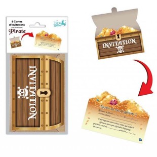 6 cartons d'invitation coffre pirate
