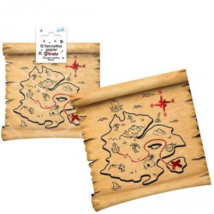 12 serviettes carte au trésor pirate