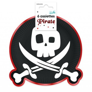 6 assiettes tête de mort pirate