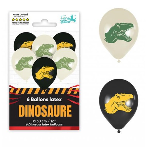 6 ballons thème dinosaure latex