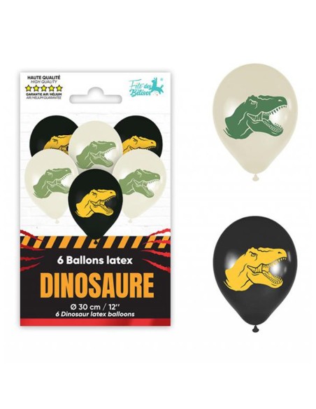 6 ballons thème dinosaure latex