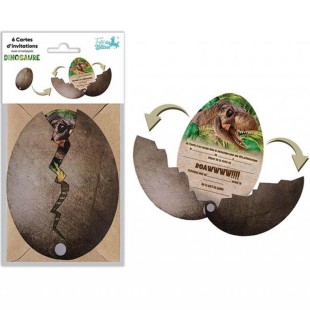 6 cartons d'invitation oeuf de dinosaure