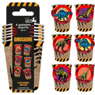 6 gobelets thème dinosaure