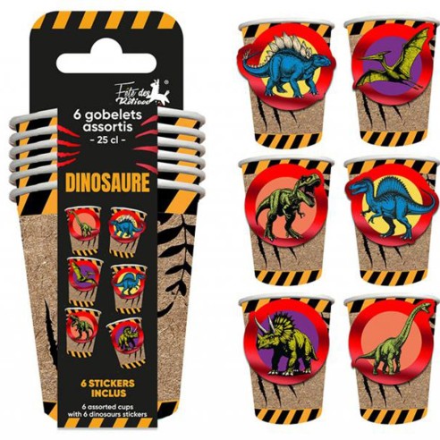6 gobelets thème dinosaure