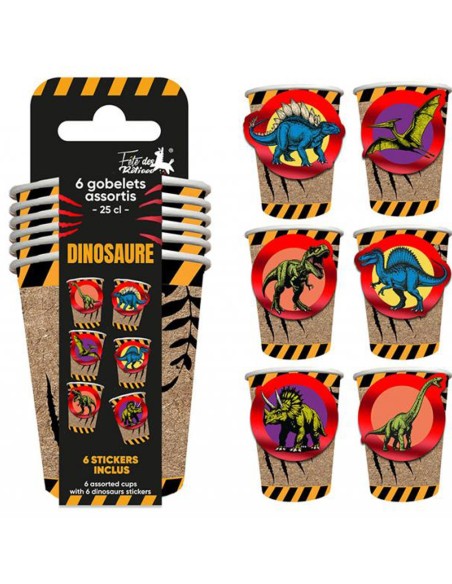 6 gobelets thème dinosaure