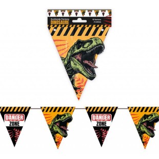 Guirlande 10 fanions thème dinosaure 3m pour déco anniversaire enfant