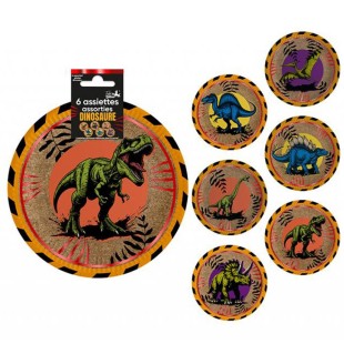6 assiettes thème dinosaure