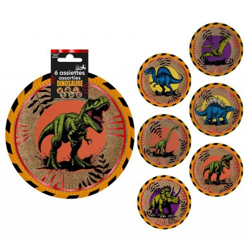 6 assiettes thème dinosaure