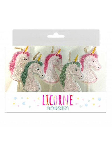 5 bougies thème licorne