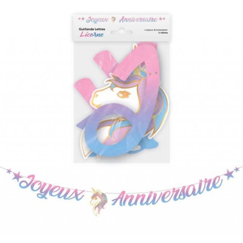 Guirlande Joyeux Anniversaire licorne 4m