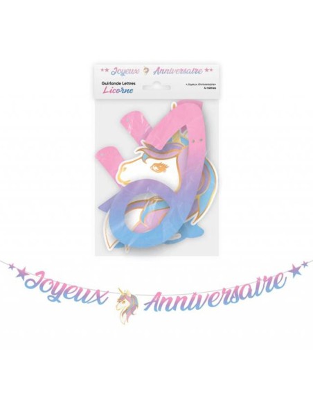 Guirlande Joyeux Anniversaire licorne 4m