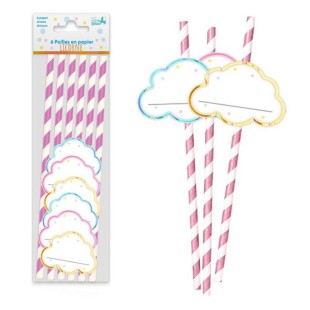 6 pailles thème licorne
