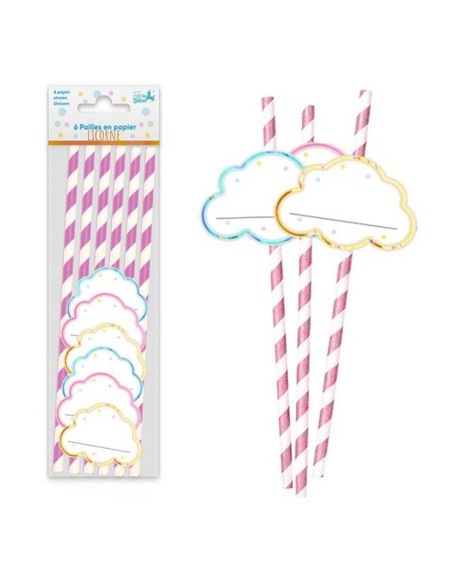 6 pailles thème licorne