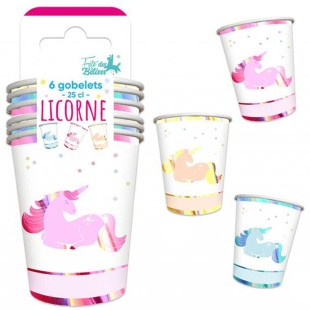6 gobelets thème licorne
