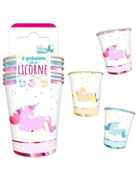 6 gobelets thème licorne