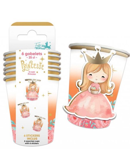 6 gobelets thème princesse