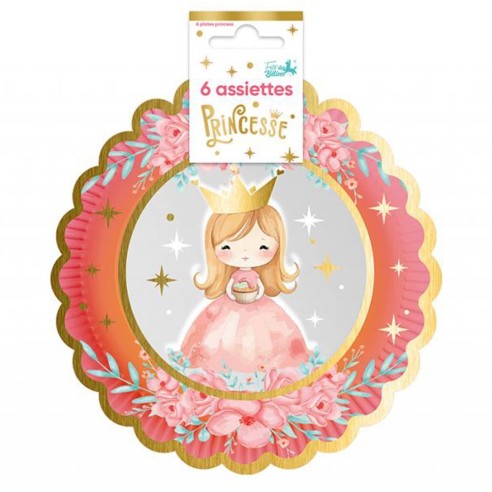 6 assiettes thème princesse