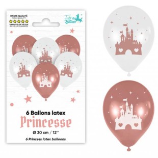 6 ballons thème princesse latex