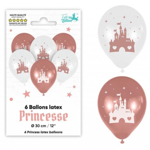 6 ballons thème princesse latex