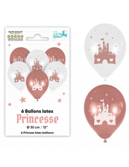 6 ballons thème princesse latex